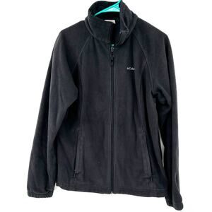 Columbia Size Large Zip Up Fleece Jacket Black 100% Polyester Sportswear Outdoor